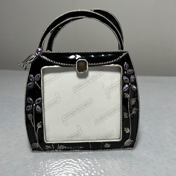 Other - Vintage Metal with Purple Rhinestones Purse Shaped Picture Frame